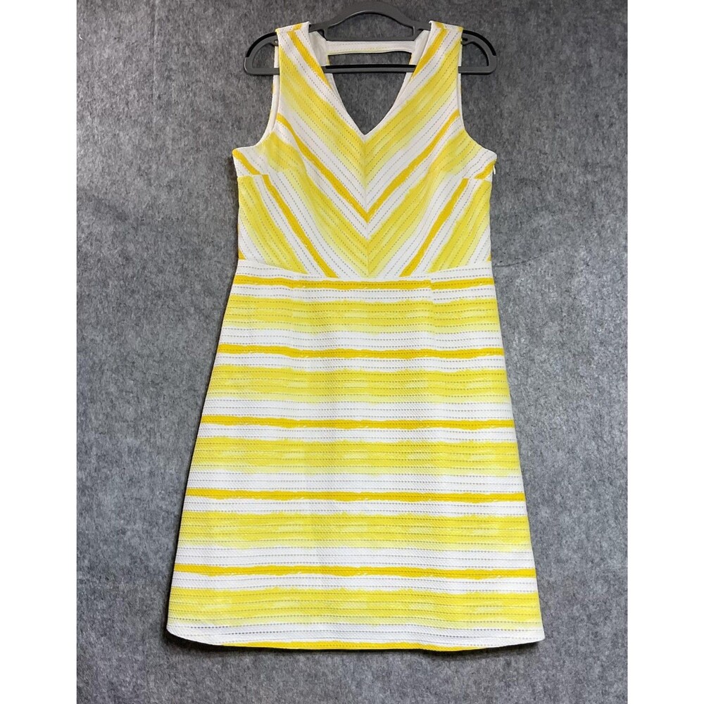 JM Studio By John Meyer Dress Womens 12 Yellow Fit & Flare Sleeveless V-Neck